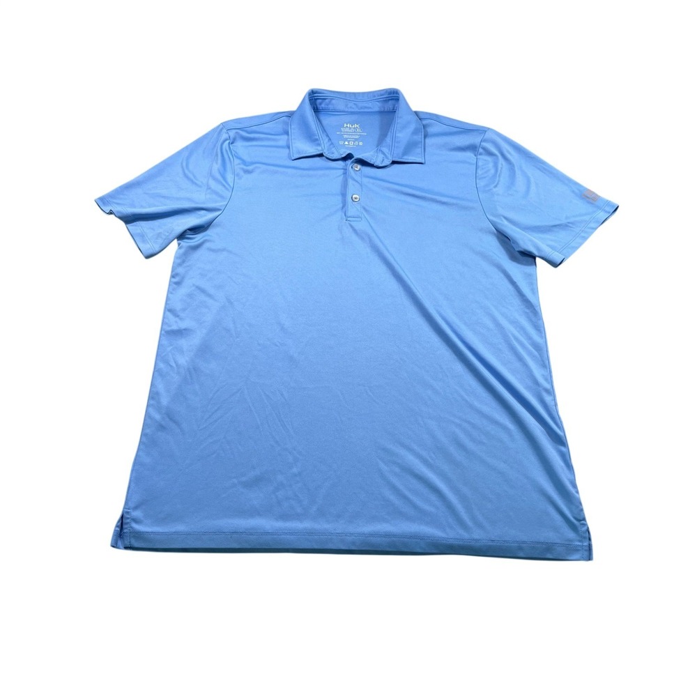 Huk Performance Polo Shirt Light Blue Short Sleeve Golf Fishing Mens X Large
